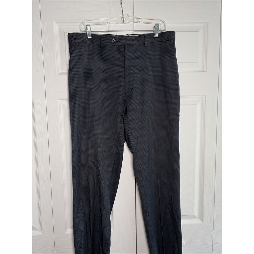 Ralph Lauren Micro Houndstooth Dress Pants Mens Size 36 Navy Grey Stretch 36x34